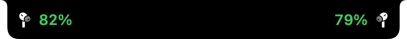 The notch showing AirPods Pro at 82 and 79 percent