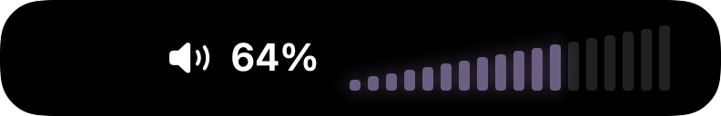 The volume bars at 64 percent